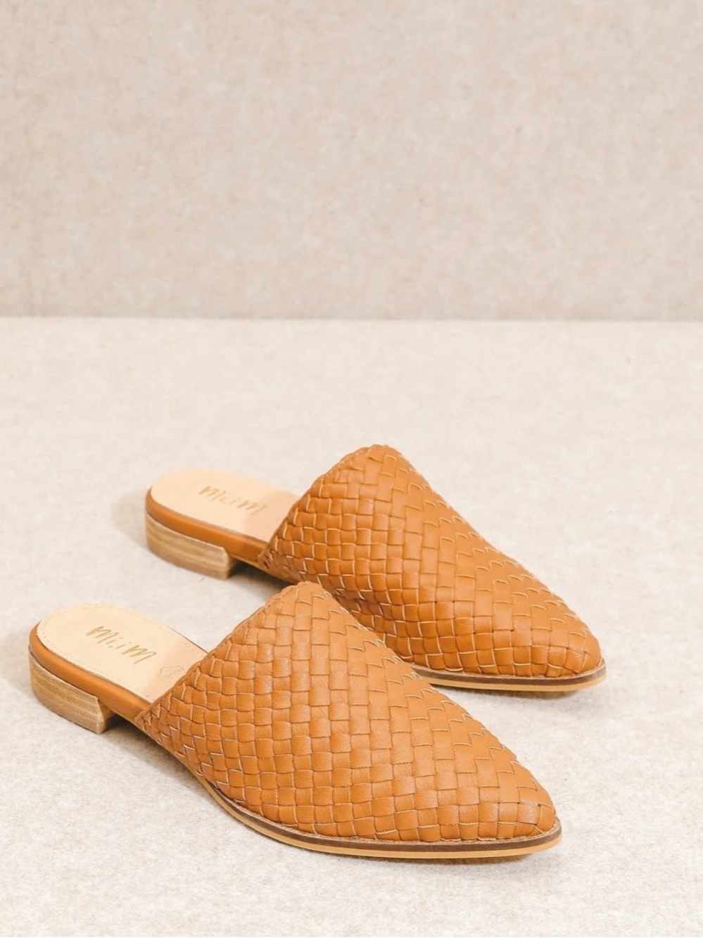Mi.iM Woven Pointed Mule in Cognac
